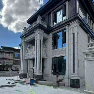 揭阳 别墅干挂，芝麻白与芝麻黑完美配合